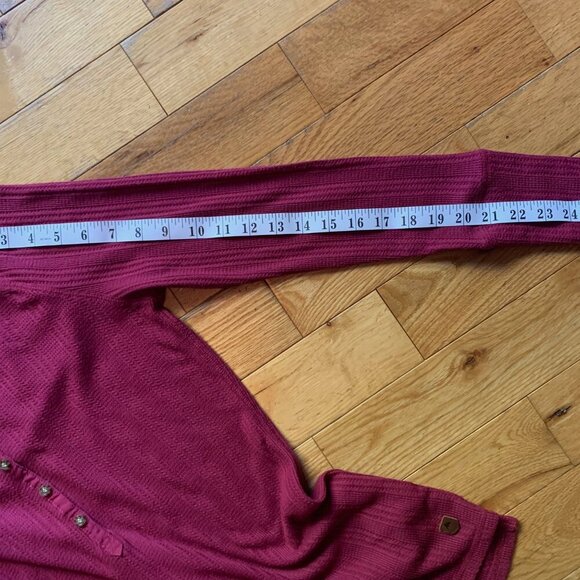 Burton Waffle Knit Hoodie Tunic Top – XS, Fuchsia Pink, Button Front - Picture 7 of 10